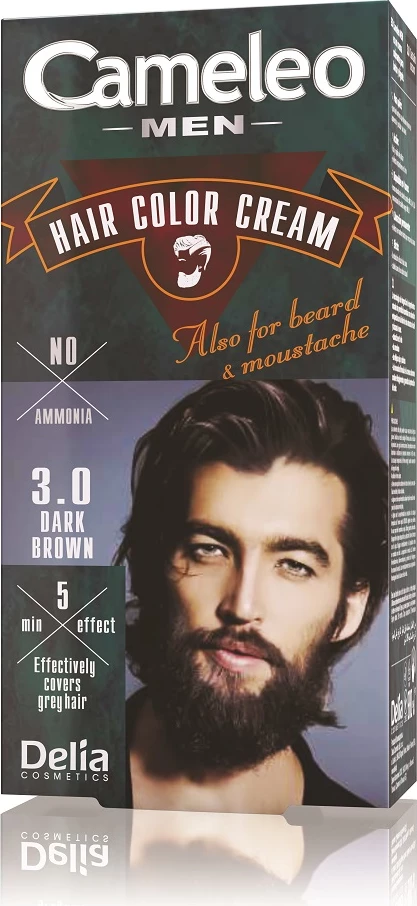 Krema za barvanje las, brade in brkov Cameleo 3.0 temno rjava za moške, 30 ml