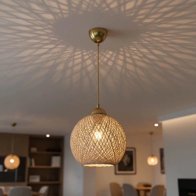 Stropna svetilka Leshia E27, rjava, D26x26cm