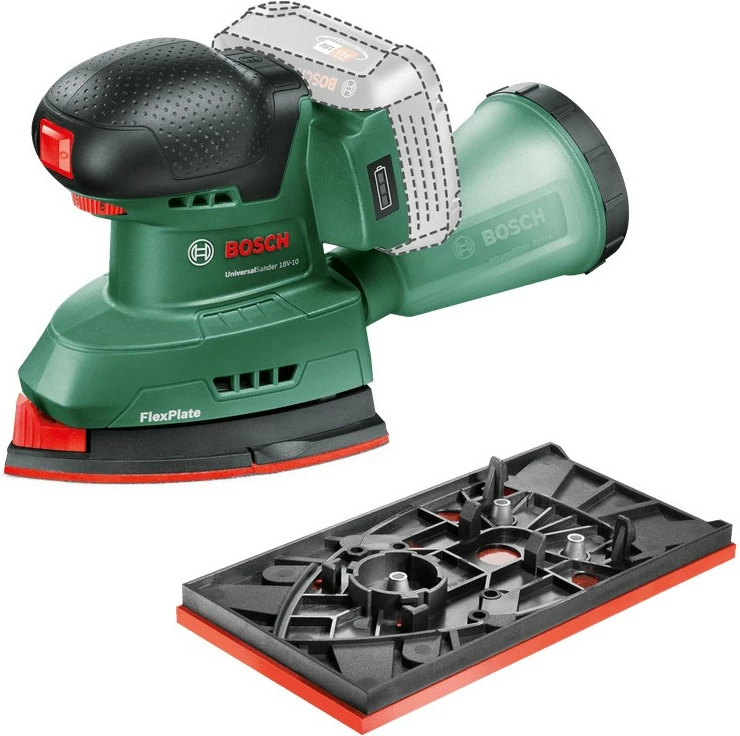 Orbitalni večfunkcijski brusilnik Bosch Universal-Sander 18V-10, 2,5 Ah, črno-zelena