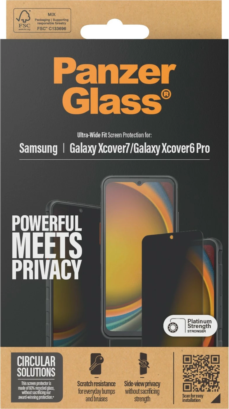 Zaščitno steklo s funkcijo zasebnosti za Samsung Galaxy Xcover7/Xcover6 Pro, PanzerGlass, prozorno