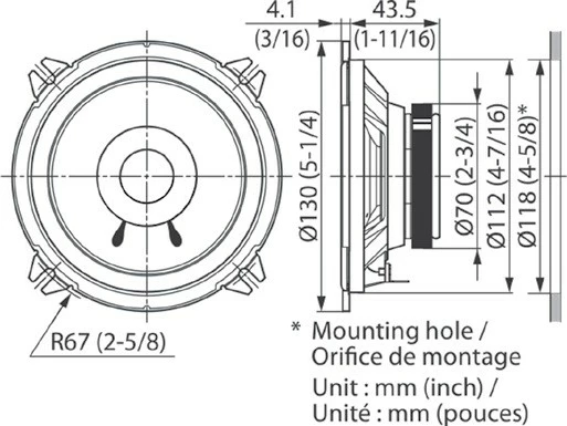 Zvočniki avtomobila Kenwood KFC-S1356, 2-sistemski, 130 mm, 260 W, črno/srebrni, komplet 2 kosa