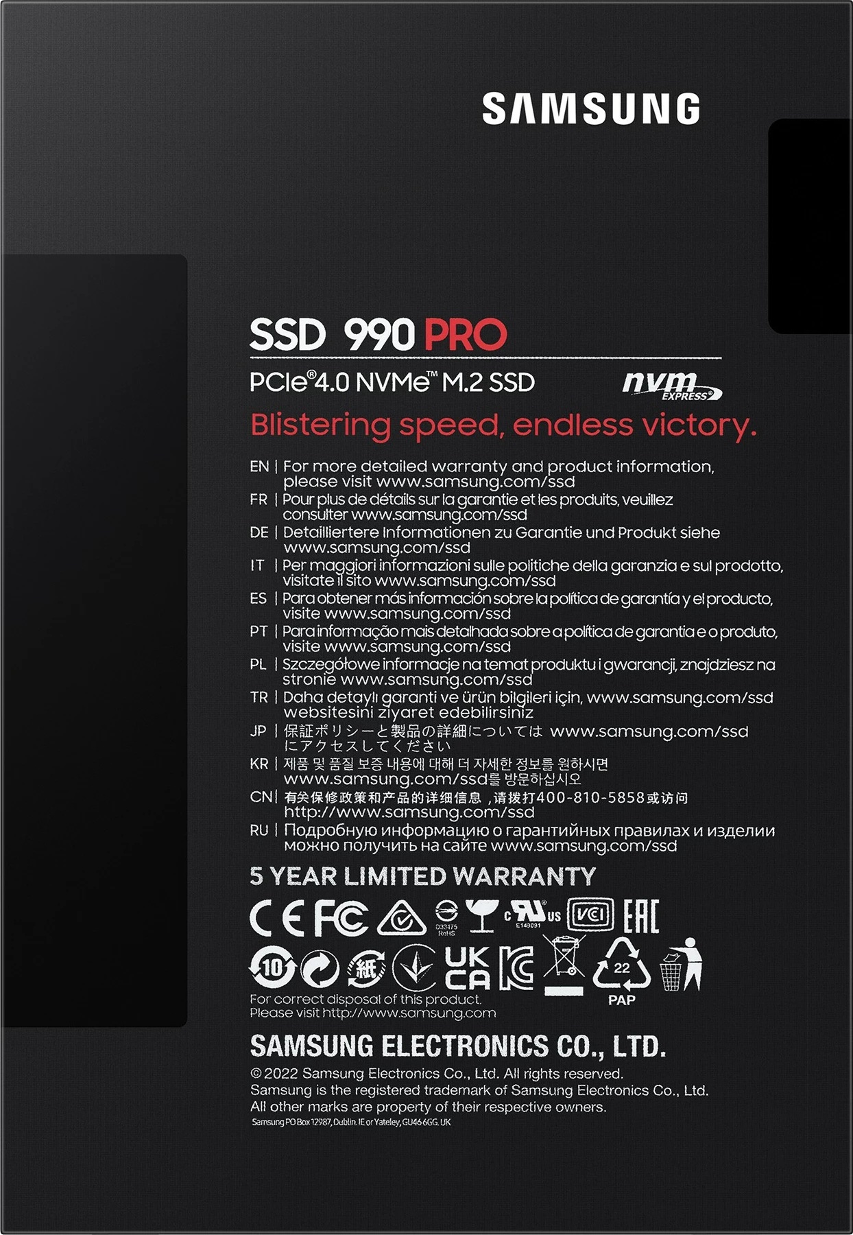 SSD visoke zmogljivosti 4 TB, M.2, Samsung 990 PRO