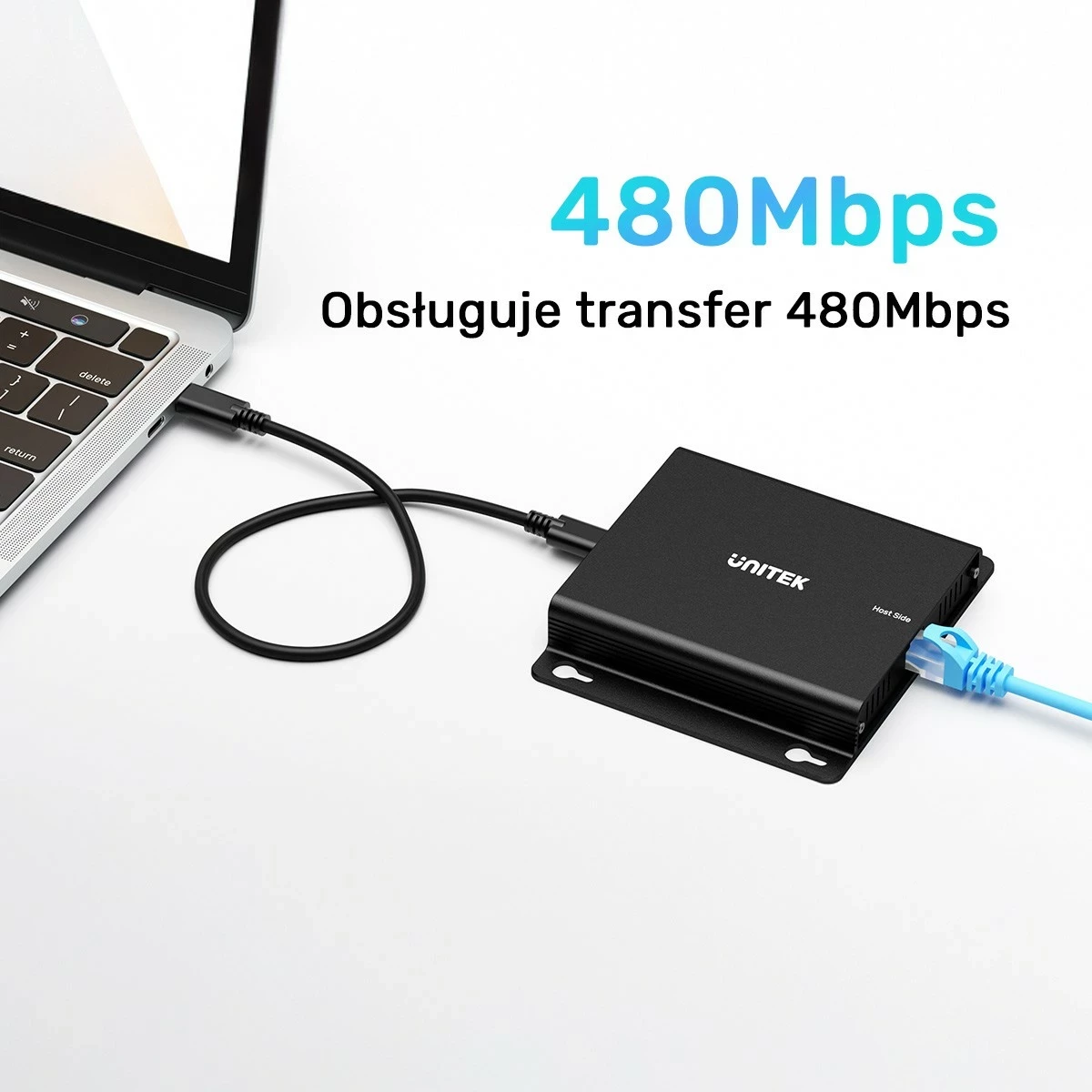 Razširjevalnik USB-C v 4× USB-A, Ethernet, 150 m, 480 Mbps Unitek