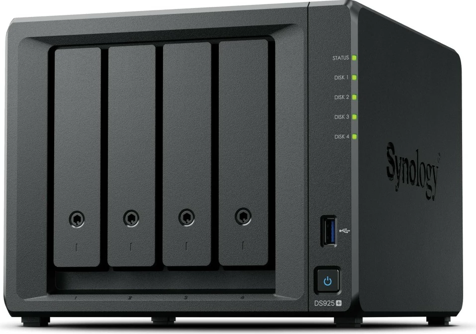 NAS Synology DS925+, 4 GB RAM, 4 lehtësi za diske, črn
