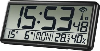 Digitalna elektronska ura Hama 186352, alarm, stenska/mizna, črna