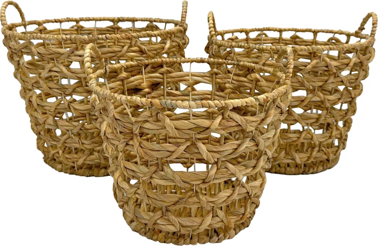 3-delni set košar iz naravnega hiacinta, LIGHT NEST, 45x45x41 cm