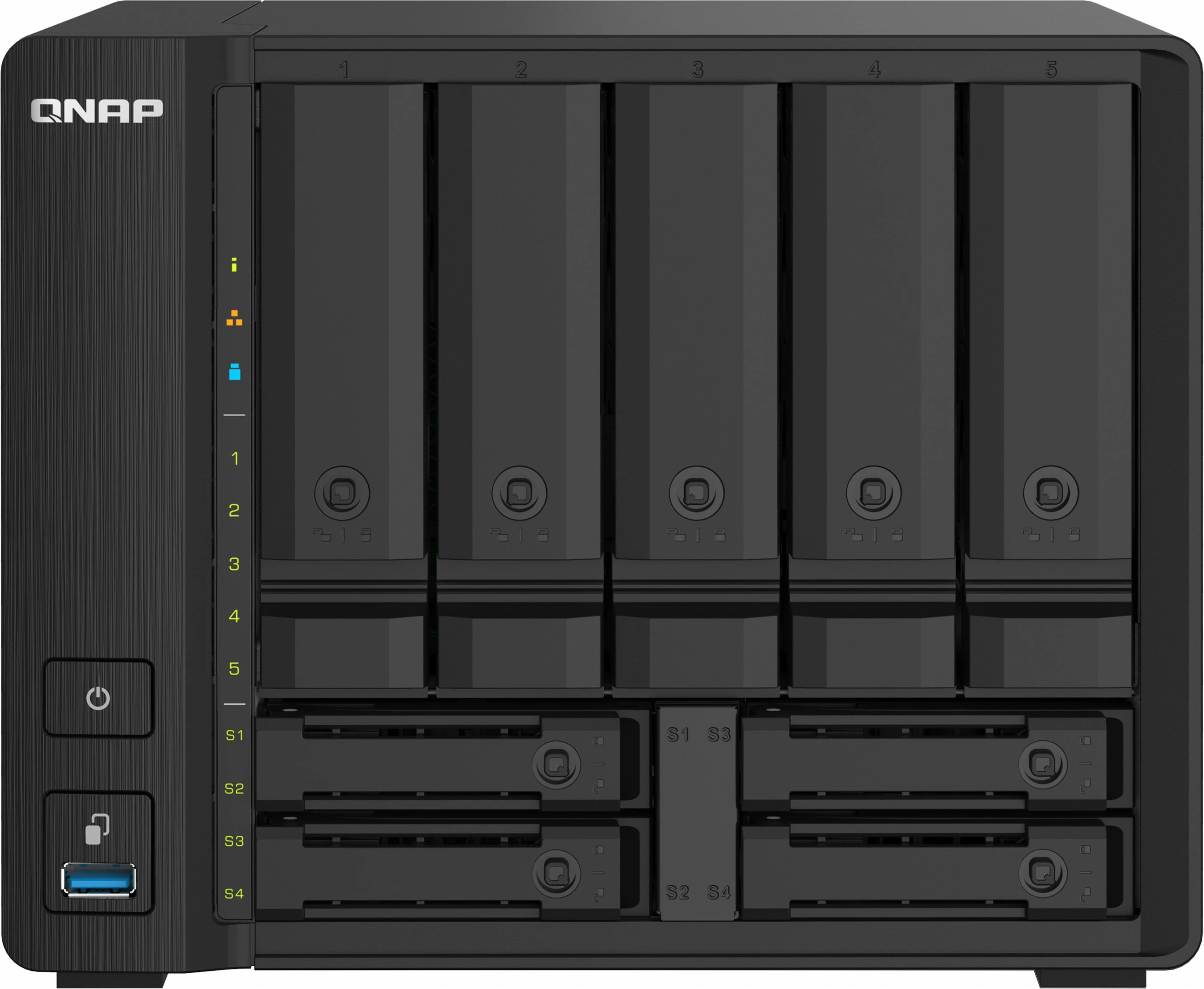 NAS z 9 mesti za diske QNAP TS-932PX-4G, 4GB RAM, 2x10GbE, 2x2.5GbE, črn