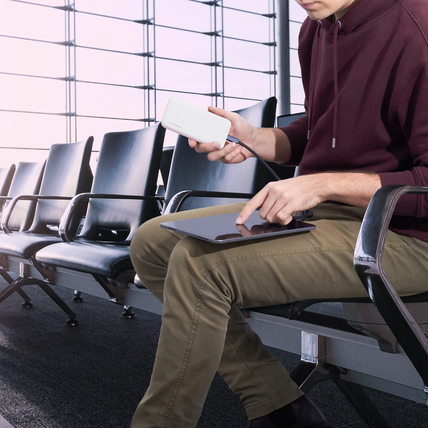 Powerbank 10000 mAh, 2x USB, bel, Wozinsky WPBWE1