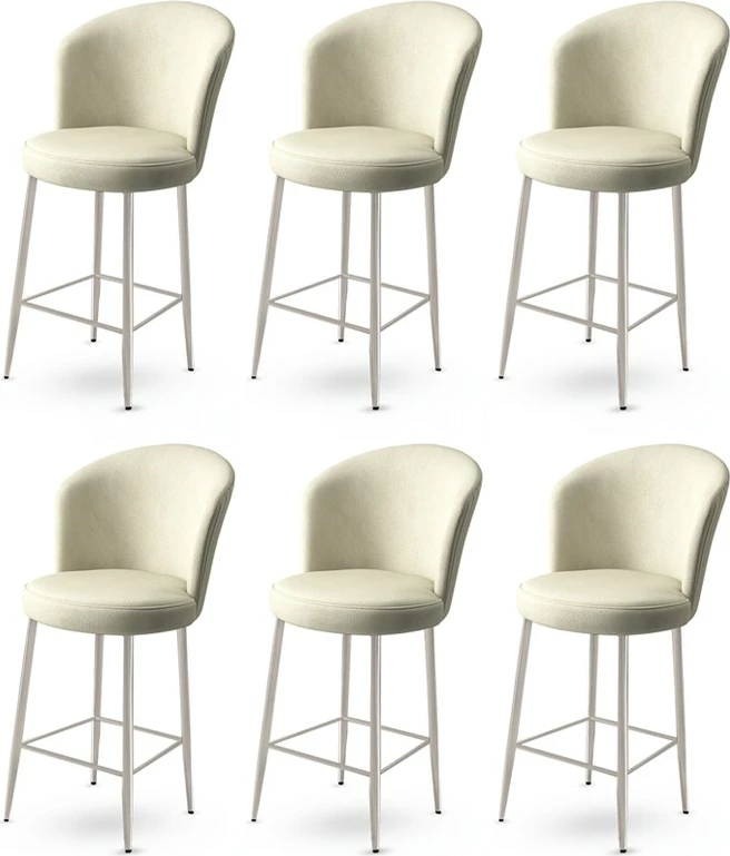 Set barskih stolov (6 kosov), Hanah Home Fora, krem, krom