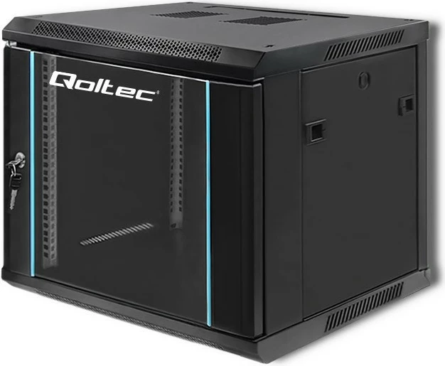 Računalniško ohišje Rack 19-inč, 9U, za montažo na steno, 600 x 500 x 600 mm, črno, Qoltec