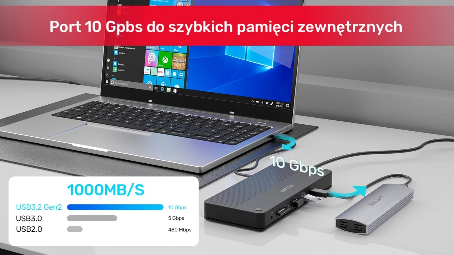 Multifunkcijski dok Unitek 12 v 1, HDMI 8K, USB 4, 100 W, črn