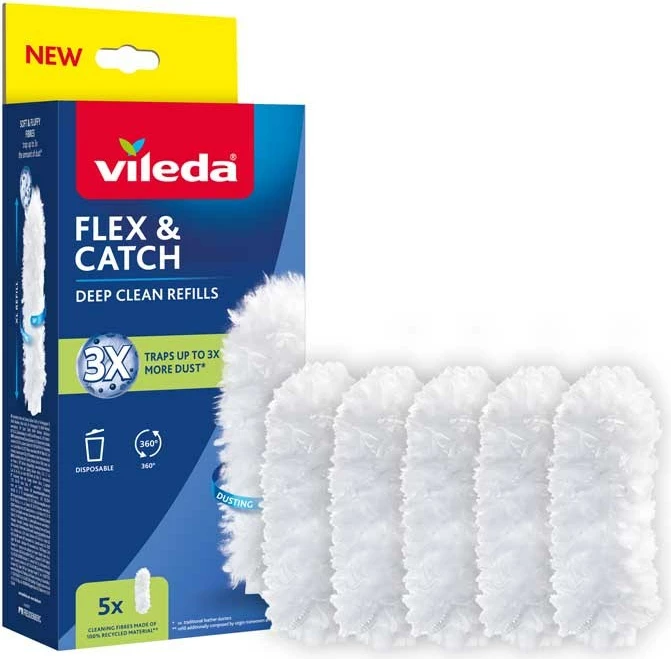 Nadomestni vložki za ročno metlo Vileda Flex&Catch, 5 kos, beli