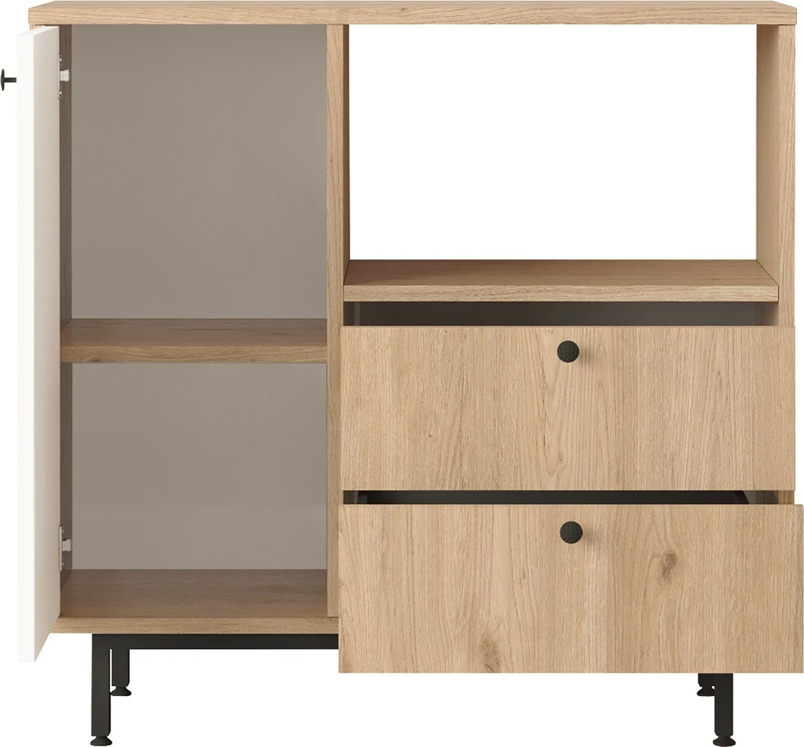 Večfunkcijska omarica, hrast in bela, Skye Decor RE1-SW, 88 x 85 x 35,5 cm
