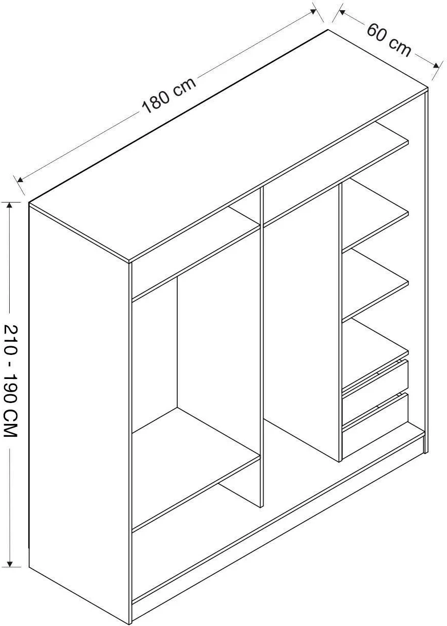 Garderobna omara Hanah Home Kale, hrast in antracit, 180x210x52 cm