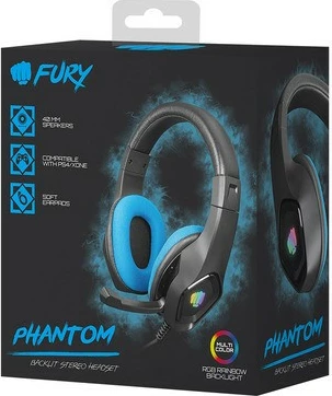 Gaming slušalke Fury Phantom NFU-1679 z mikrofonom, RGB, črno/modre