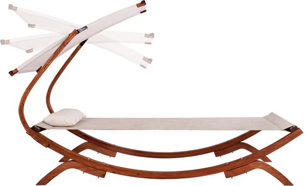 Leseni ležalnik oreh-bež s senčnikom Colby FH5671.02 105x221x162cm