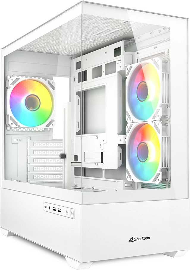Moderno ohišje Sharkoon MK6 RGB Micro-ATX, midi tower, steklo, RGB, belo