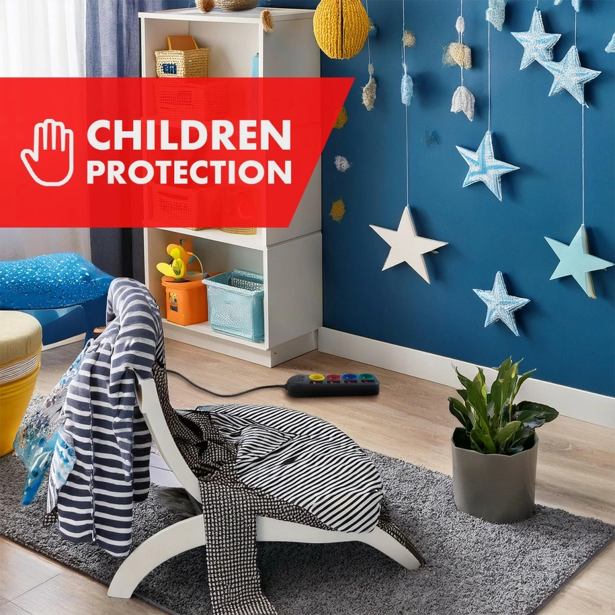 Razdelilec za vtičnice z USB Maclean MCE508 B, 4 vtičnice, 1,5 m, 2x USB, črn