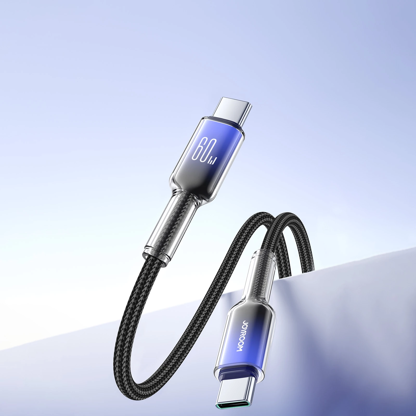 USB-C na USB-C kabel Joyroom S-A42 Crystal-Clear Series, 1,2 m, 60 W, črn