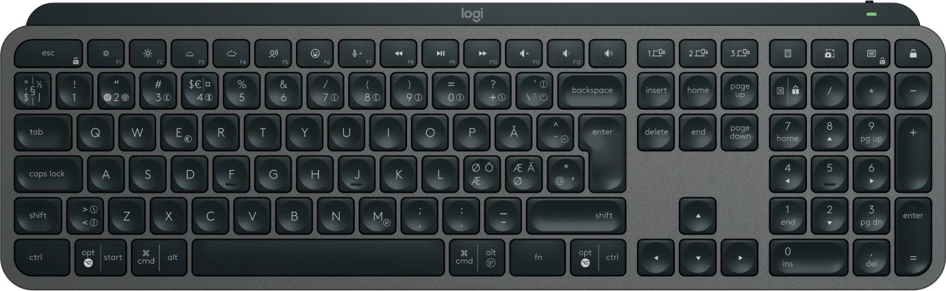 Set tipkovnice in miške Logitech 920-010931, brezžično RF + Bluetooth, QWERTY, LED, grafit