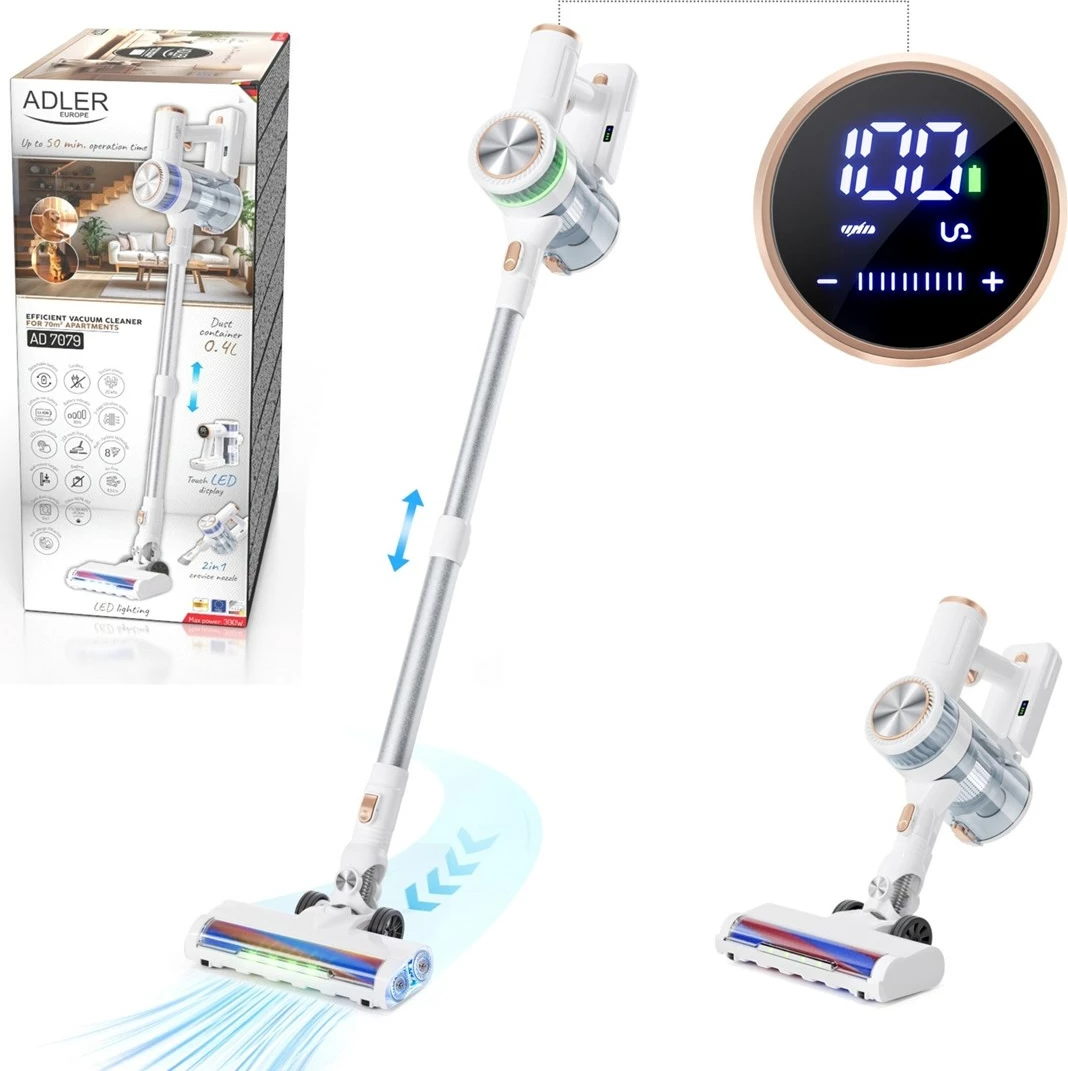 Brezžični sesalnik, 0,4 L, 2200 mAh, bel Adler AD 7079