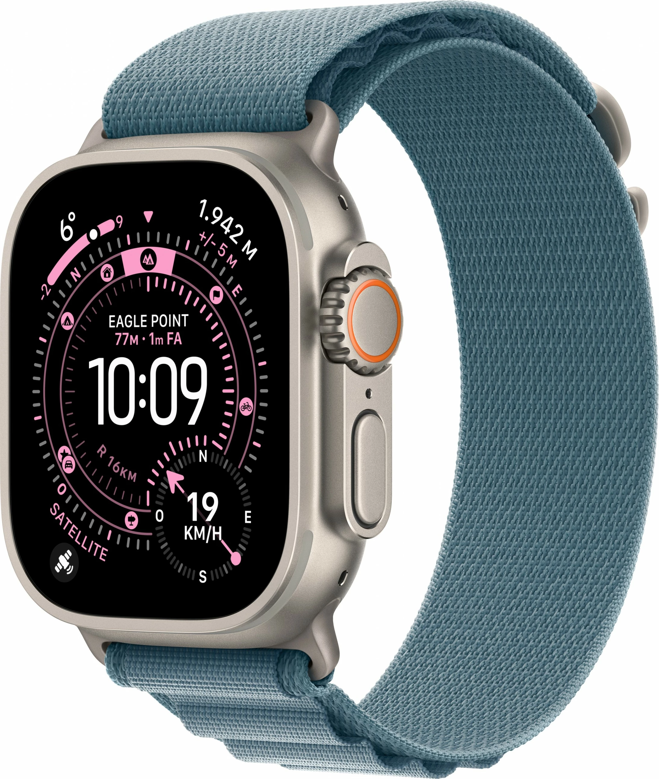 Pametna ura, titansko ohišje, 49 mm, z mobilno povezavo, Alpine Loop svetlomodra, srednja — Apple Watch Ultra 3