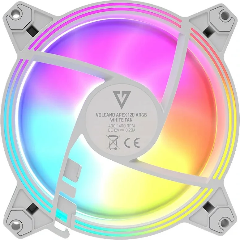 Ventilator računalniškega ohišja MODECOM FAN-APEX-120S-ARGB-200, 120 mm, ARGB, bel