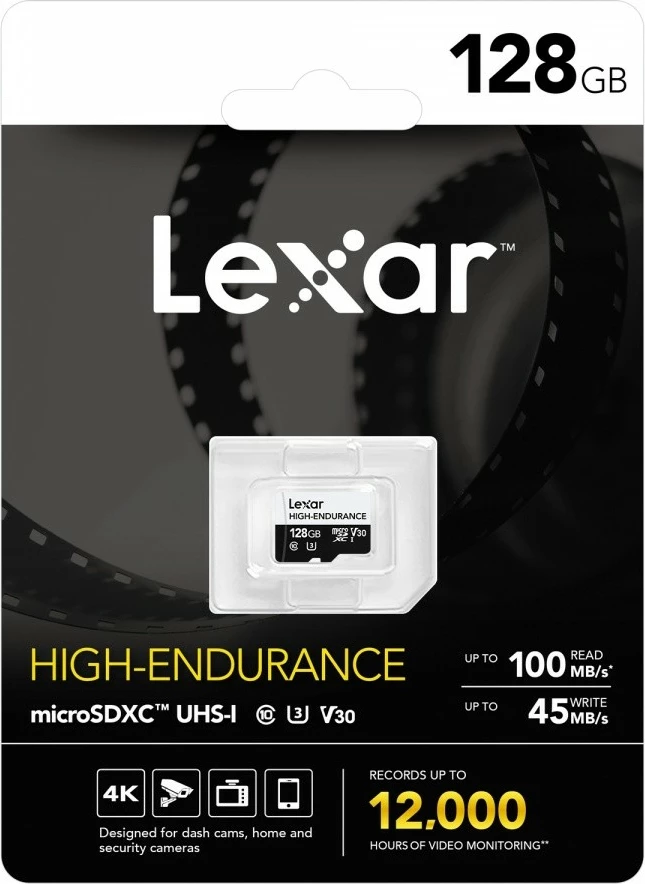 Visoko vzdržljiva microSD kartica Lexar High Endurance 128GB, SDXC, UHS‑I, Class 10, V30