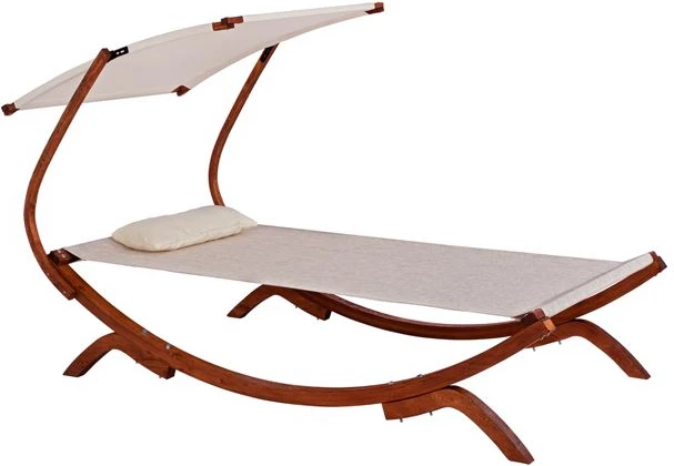 Leseni ležalnik oreh-bež s senčnikom Colby FH5671.02 105x221x162cm