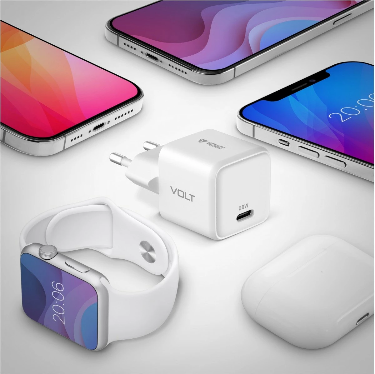 Stenski polnilnik USB Type-C 20W (3A), Power Delivery 3.0, Quick Charge 3.0, YENKEE YAC G20 VOLT, bel