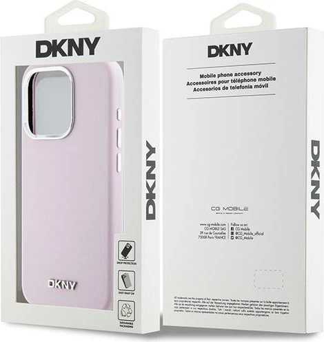 Ovitek za telefon iz tekočega silikona MagSafe za iPhone 14 Pro, roza, DKNY