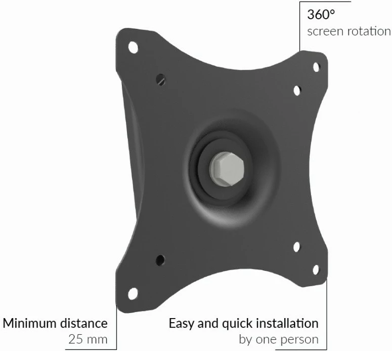 Stenski nosilec za monitor Edbak GD03, VESA 75x75 - 100x100, 10 kg, črn