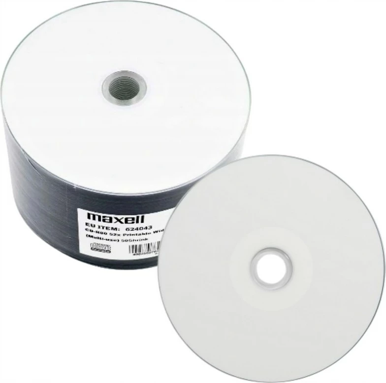CD-R 700 MB, 52x, 80 min, tiskljiv, v spindle paketu, Maxell