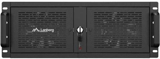 Strežniška ohišja Lanberg SC01-5204-12B, 4U, za 19", ATX/ITX/Micro ATX/SSI-CEB, 13 mest za diske, 5 ventilatorjev, črno/kovina