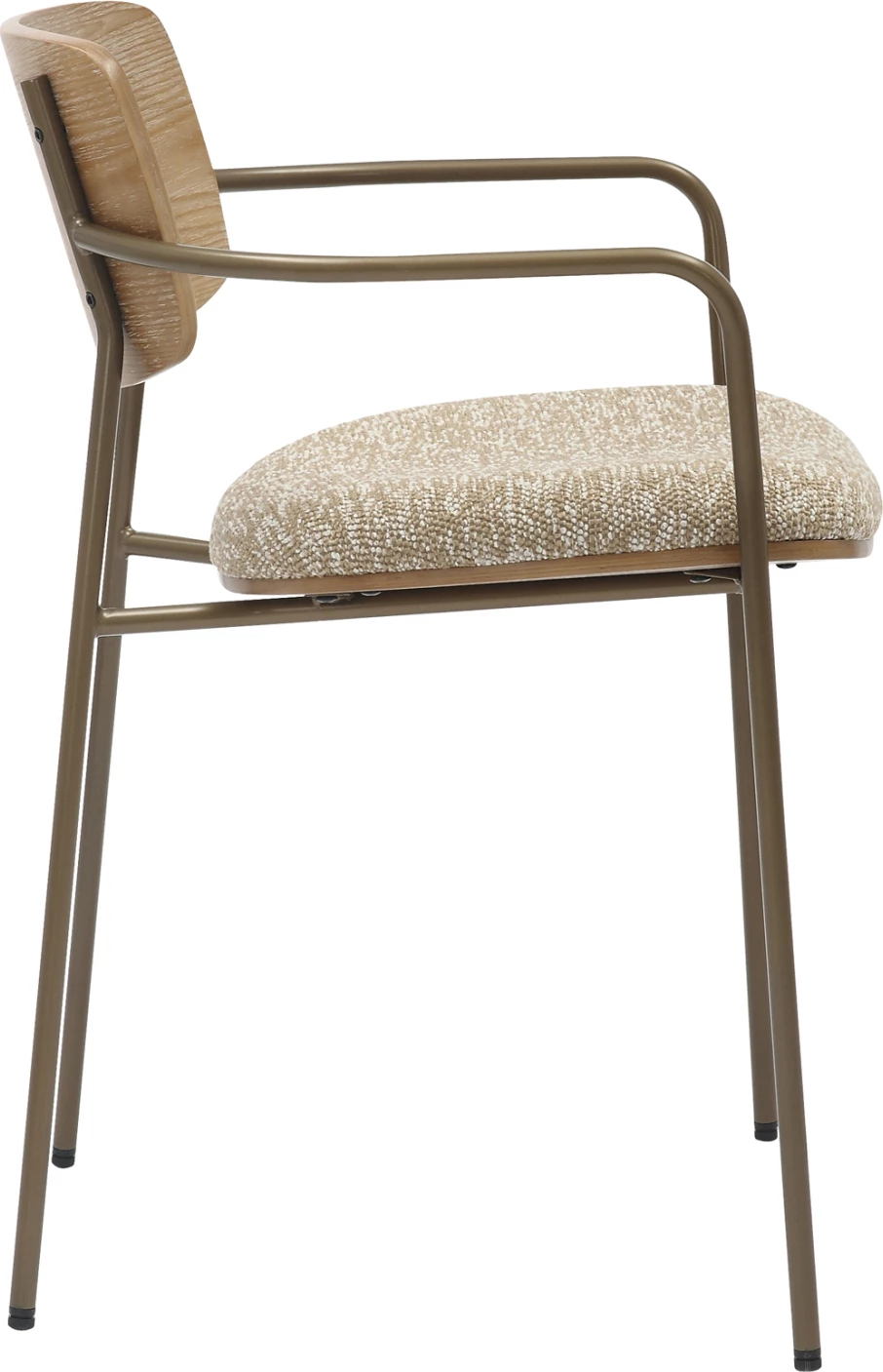 Jedilni stol VIKKI FH9980.01 kovinski v barvi starinskega bakra-bela prana vezana plošča-bež tkanina 54x54x75,5H cm, set 2 kosov