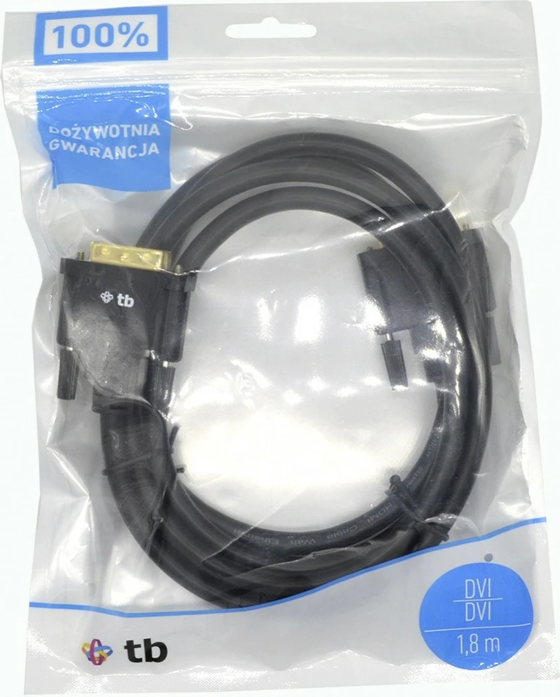 Kabel DVI-D 24+1 pin, 1,8 m, črn, pozlačeni kontakti, TB AKTBXVD24DVI18B