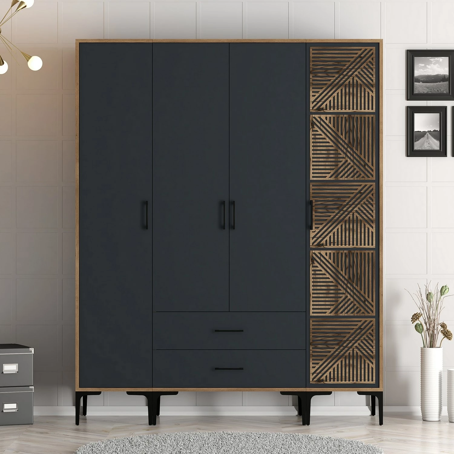 Garderobna omara Skye Decor, oreh in antracit, Kumsal STP