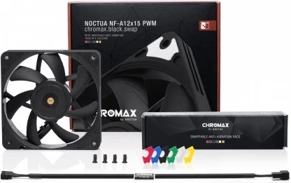 Hladilni ventilator 12 cm Noctua NF-A12x15 PWM Chromax.black.swap, črn