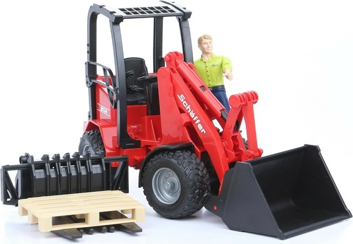 Nakladalec Schaffer z figurico operaterja BRUDER, 1:16, rdeč, komplet