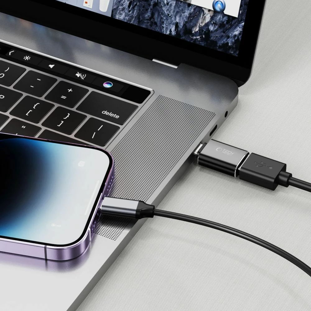OTG adapter Lightning (moški) na USB-A (ženska) Tech-Protect UltraBoost, črn