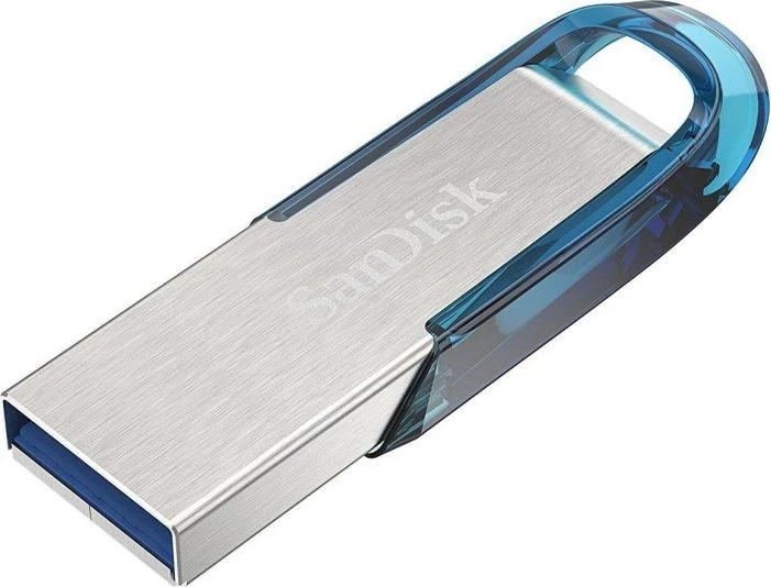 USB ključek SanDisk Ultra Flair, 64 GB, USB Type-A 3.2 Gen 1, moder, srebrn