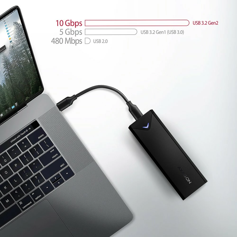 Zunanja ohišje za M.2 NVMe SSD AXAGON EEM2-UB2, USB-C 3.2 Gen 2, črno