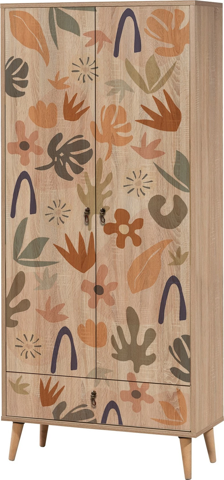 Omara City Gardrop Leaf, večbarvna, Hanah Home, 80x190x45 cm