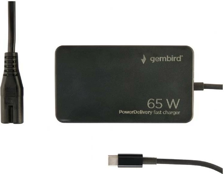 Adapter, 65W Power Delivery, GaN, USB-C Gembird