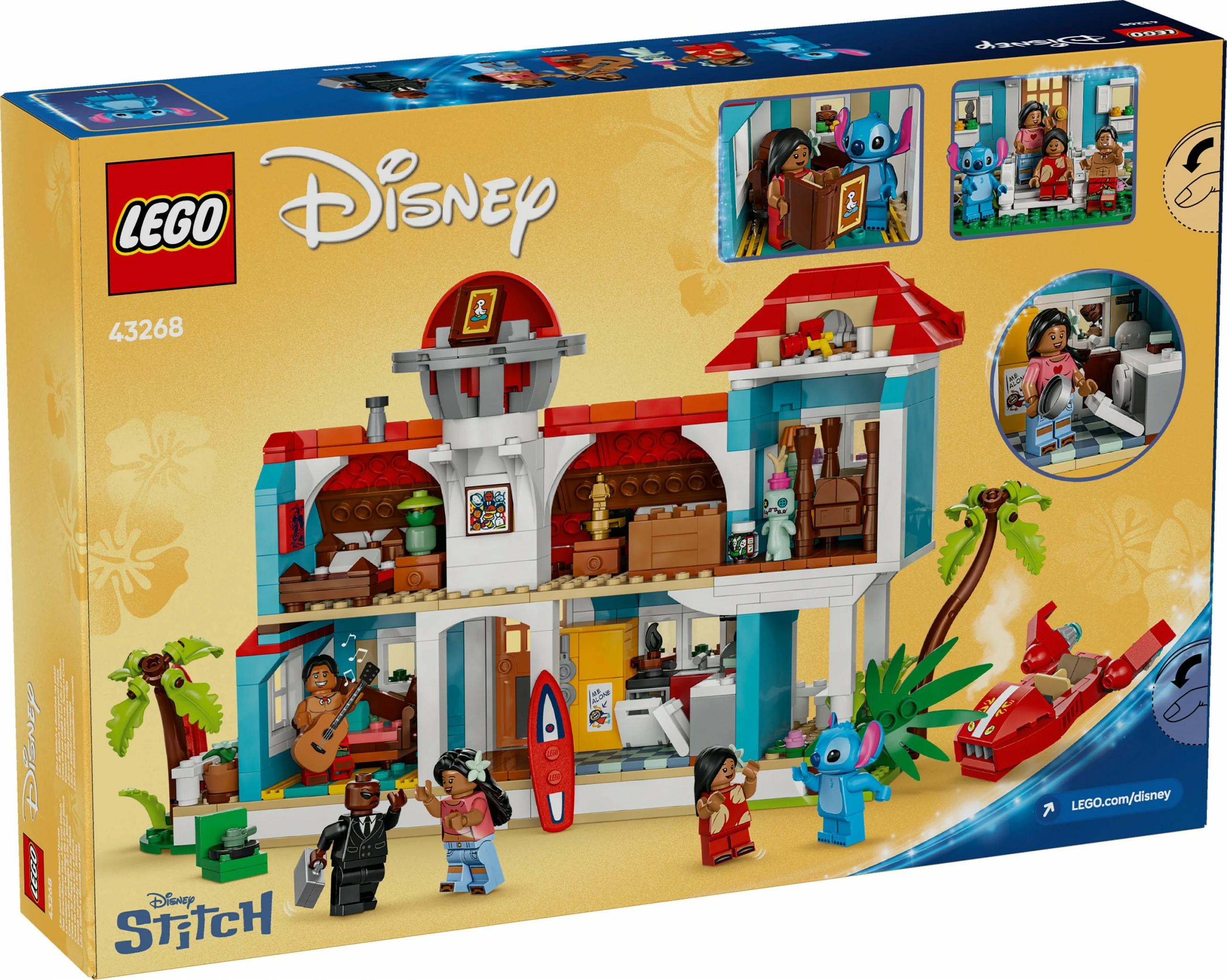 Plažna hiša Lilo in Stitch, komplet gradnje LEGO, 834 kosov, plastika, večbarvno