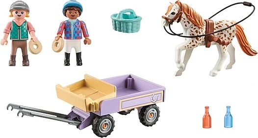 Voziček s ponijem, igralni komplet Playmobil Horses 71496, 33 kosov
