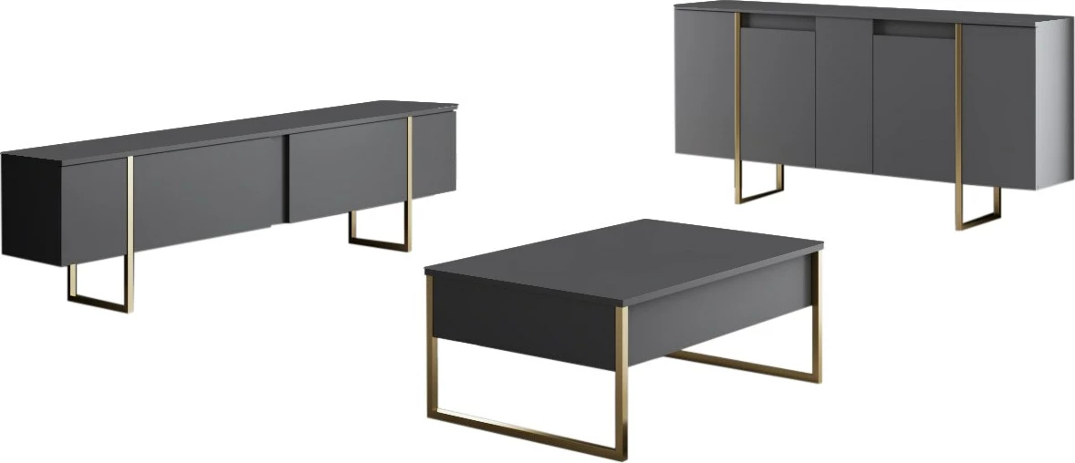 Konzola antracit z zlatimi detajli Skye Decor Luxe