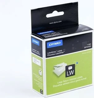Velike etikete za povratni naslov, DYMO LabelWriter - 25 x 54 mm, bele, samolepilne, papir, permanentne, pravokotne