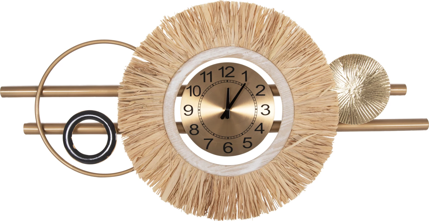 Stenska ura FH4200 kovina in rafija vlakna v zemeljskih tonih 100x49Hcm