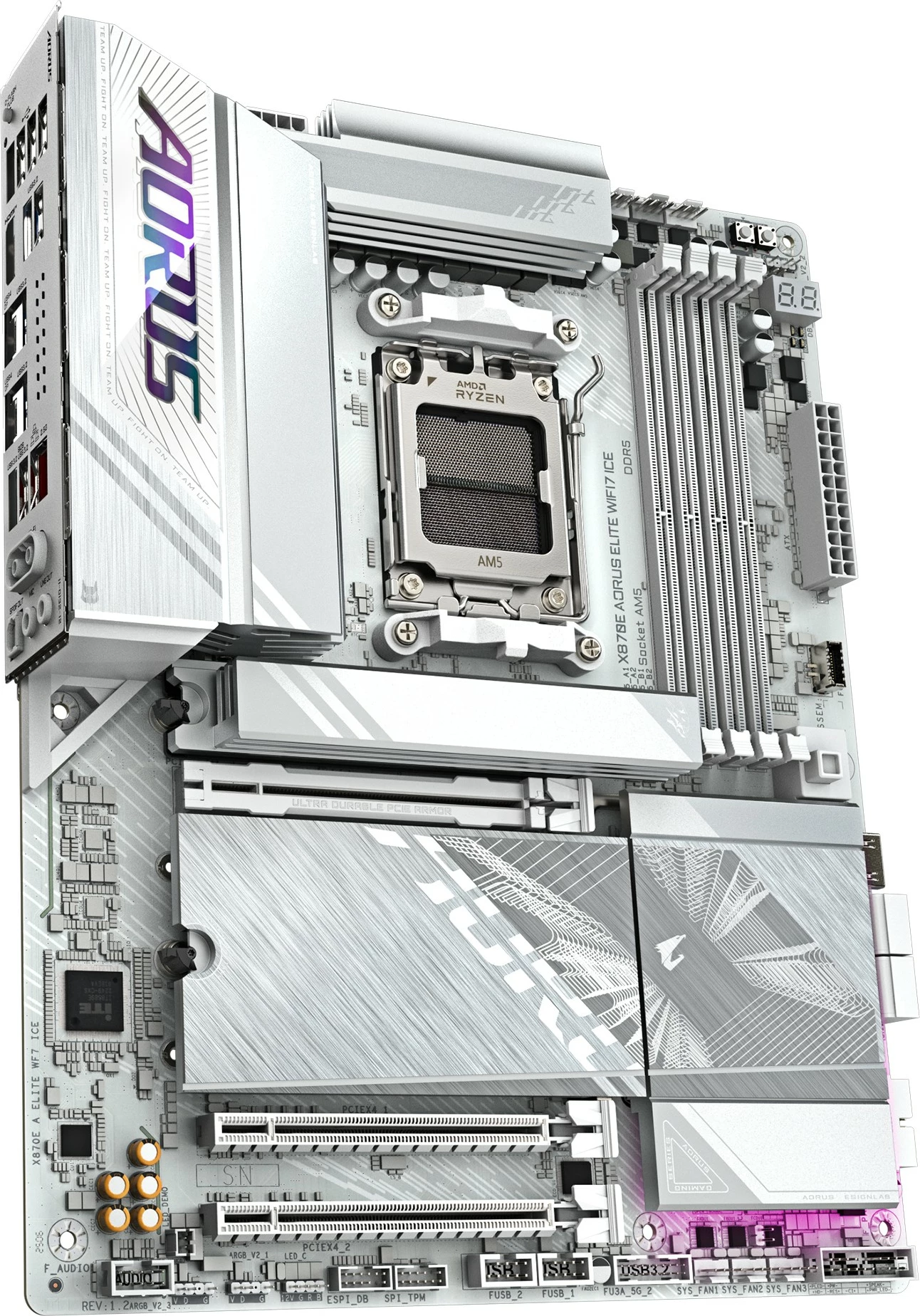 Plošča Gigabyte X870E AORUS ELITE WIFI7 ICE, Socket AM5, WiFi 7, srebrna